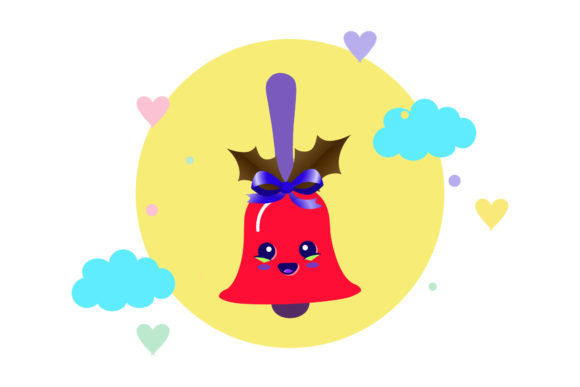 Christmas Bell Cute Kawaii Floral Cloud Graphics