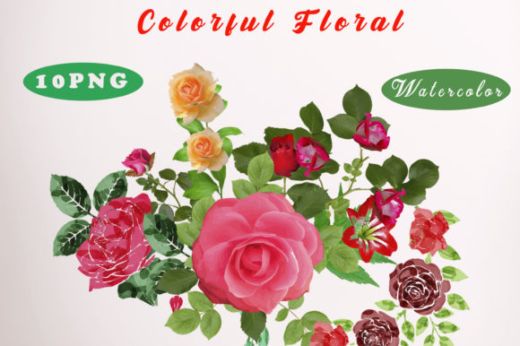 Clipart Watercolor Flowers Design for Graphics and Illustrations