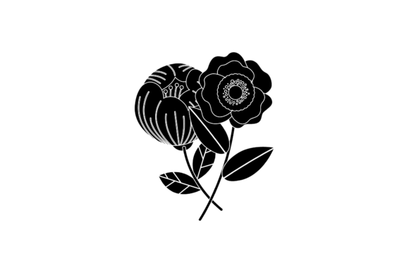 Floral Beauty Garden Flower Black Color Graphics Freebie