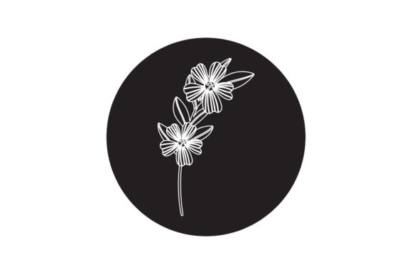 Floral Design Flowers White Line Style Graphics Freebie