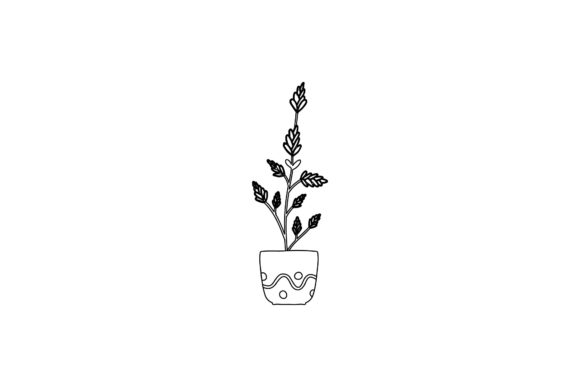 Floral with Pot Icon Line Style Graphics Freebie
