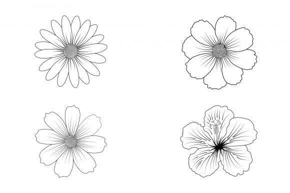 Flower Line Art Set Vector Illustration for Branding and Marketing