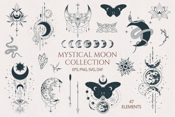 Hand Drawn Mystical Moon Collection for Local Business Branding