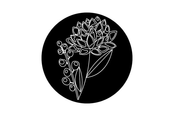 Icon Floral Vector White Line Style Graphics Freebie
