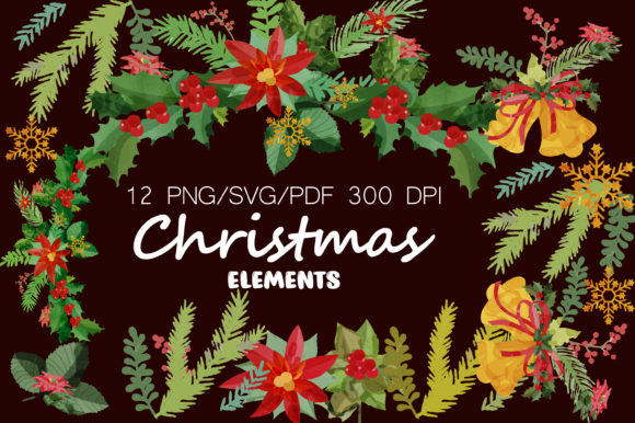 Watercolor Christmas Winter Wreath Graphics for Digital Sellers